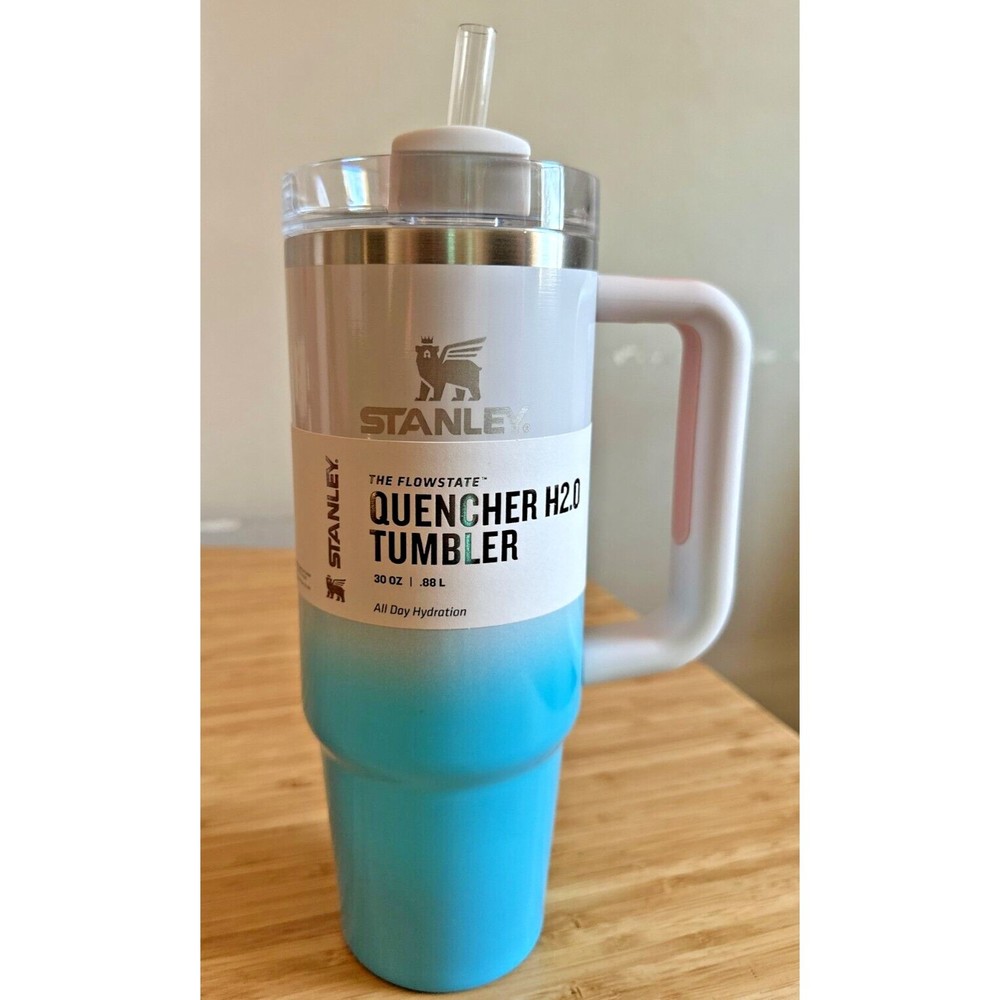 STANLEY THE QUENCHER H2.0 FLOWSTATE TUMBLER 30 OZ POOL OMBRE w/STRAW - BRAND NEW